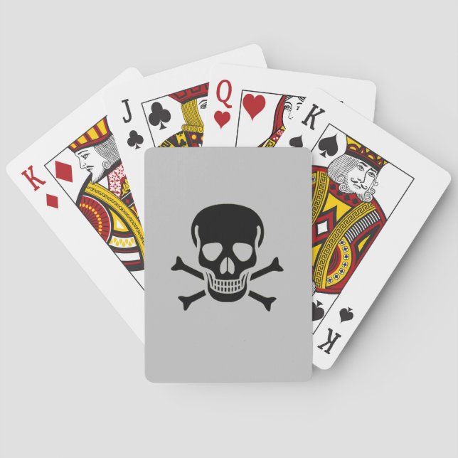 Black Skull gray Poker playing cards (Back)