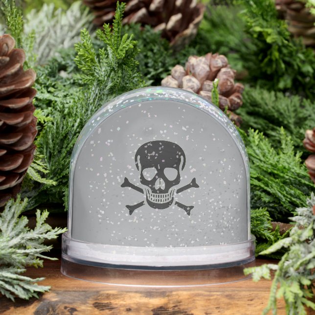 Black Skull gray snow globe (Winter)