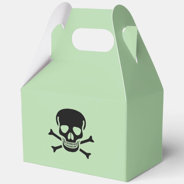 Black Skull green gable favor boxes large (Front)
