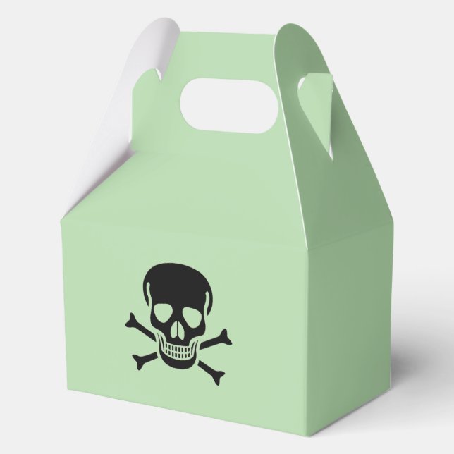 Black Skull green gable favor boxes medium (Front)