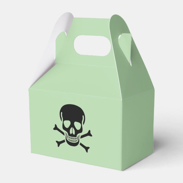 Black Skull green gable favor boxes small (Front Side)
