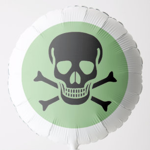 Black Skull green helium balloon