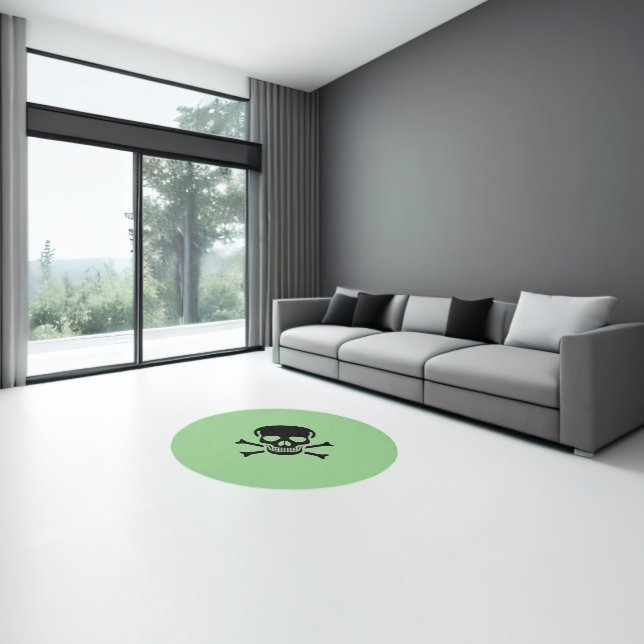 Black Skull green indoor round rug (Insitu (Indoor 3))