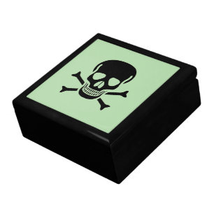 Black Skull green jewelry wooden keepsake box lg