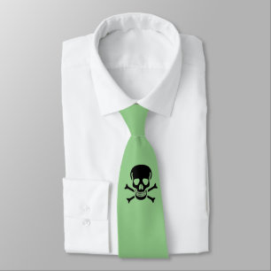 Black Skull green necktie