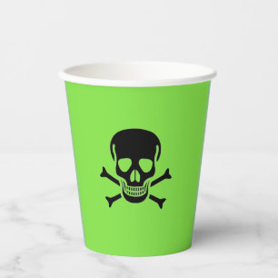 Black Skull green paper cups