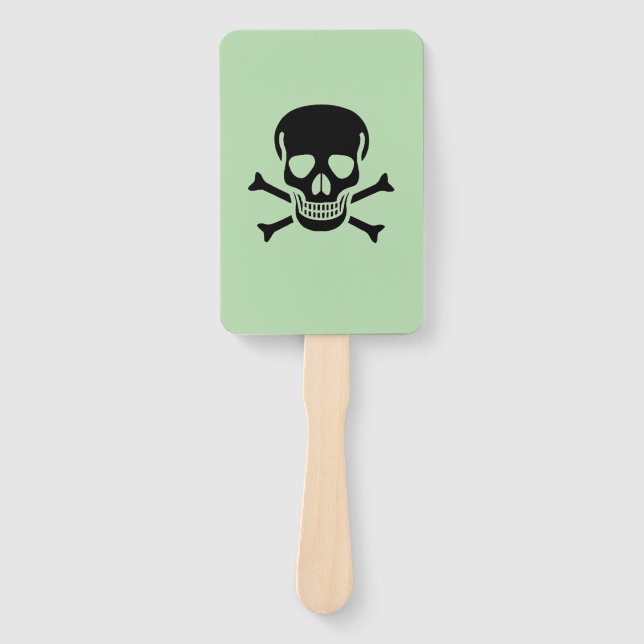 Black Skull green rectangle hand fans (Front)