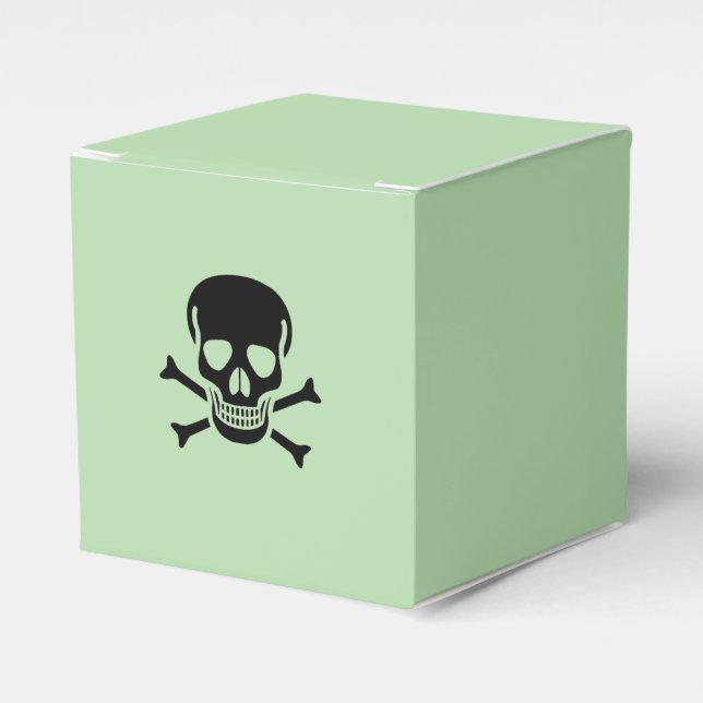 Black Skull green square favor boxes (Front Side)