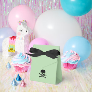 Black Skull green tent favor boxes large