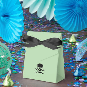 Black Skull green tent favor boxes small