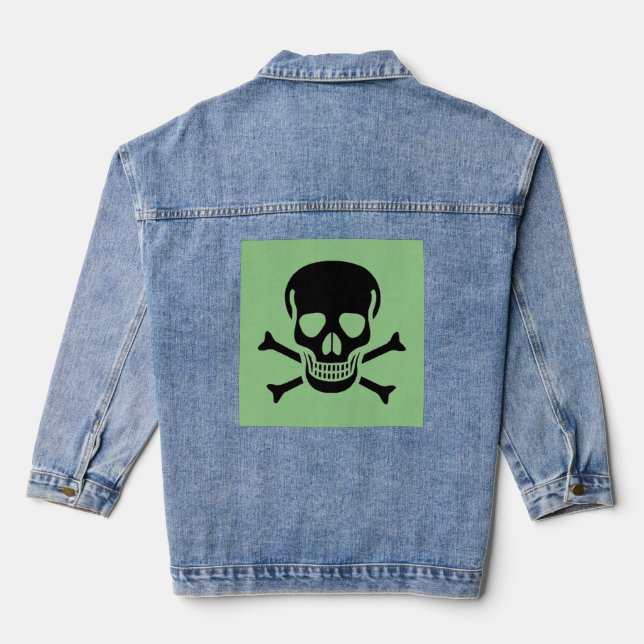 Black Skull green women denim jacket (Back)
