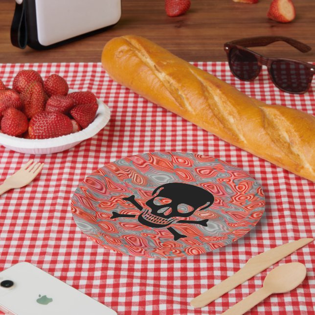 Black Skull Lava paper plates (Picnic)