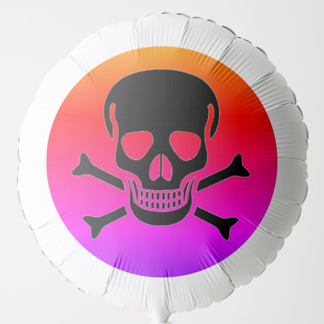 Black Skull neon helium balloon (Front)