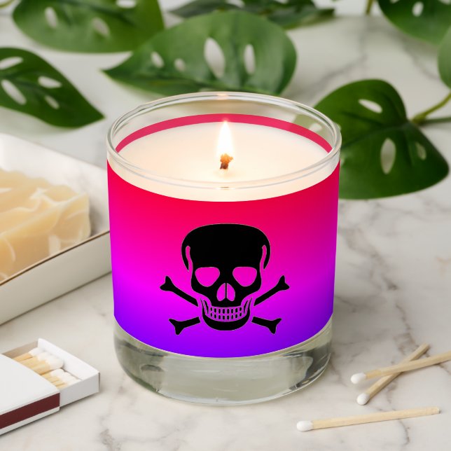 Black Skull neon scented candle (Lit)