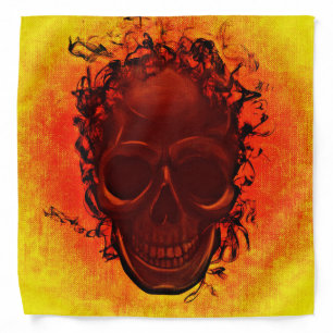 Black skull orange yellow bandana