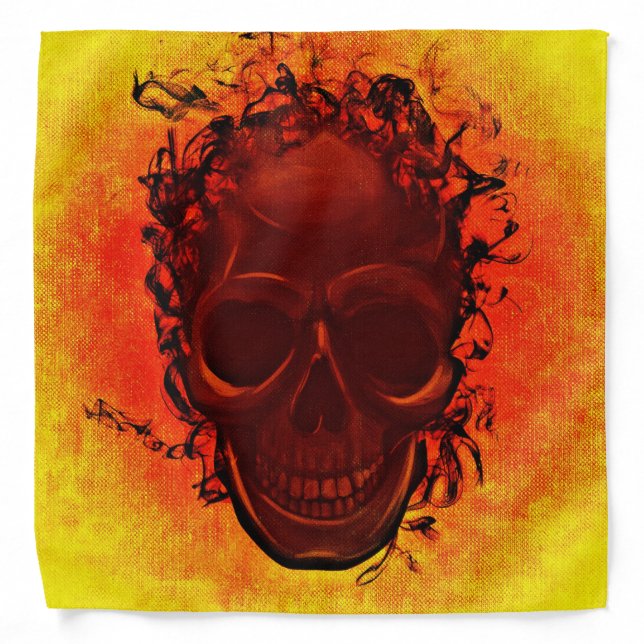 Black skull orange yellow bandana (Front)