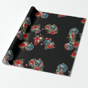Black Skull Ornament Christmas Wrapping Paper