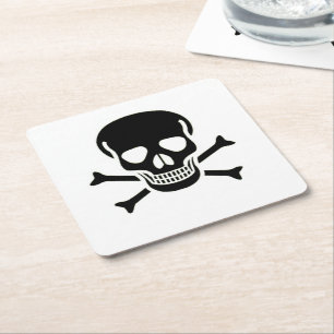 Black Skull paper drink coasters