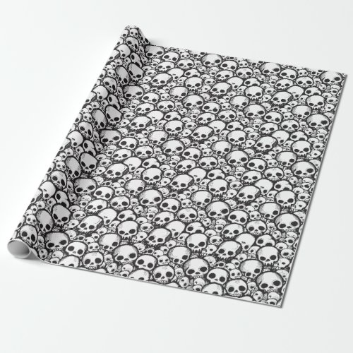 Black Skull Pattern Wrapping Paper