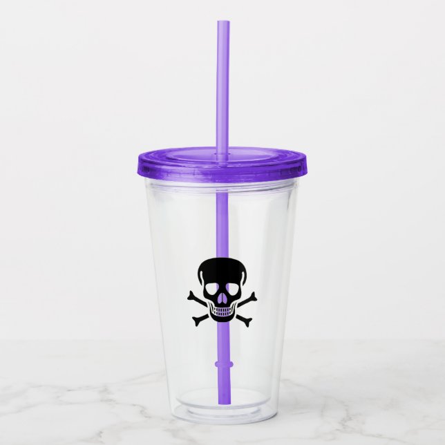 Black Skull purple acrylic tumbler (Front)