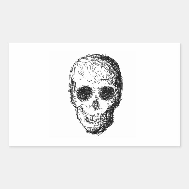 Black Skull. Rectangular Sticker (Front)