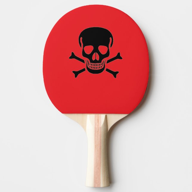 Black Skull red ping pong paddle (Front)