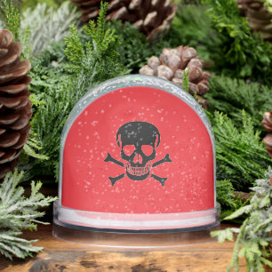 Black Skull red snow globe