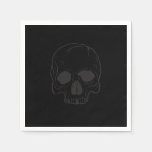 Black Skull Rock Star Cool Black Birthday Party Napkins