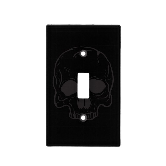 Black Skull Rock Star Cool Black Skeleton Light Switch Cover (Front)