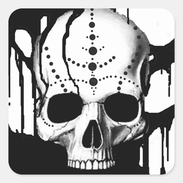Black Skull Square Sticker (Front)