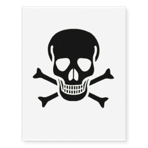 Black Skull temporary tattoo large