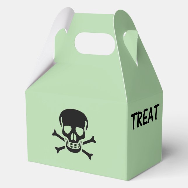 Black Skull Trick Treat green gable favor boxes md (Front)