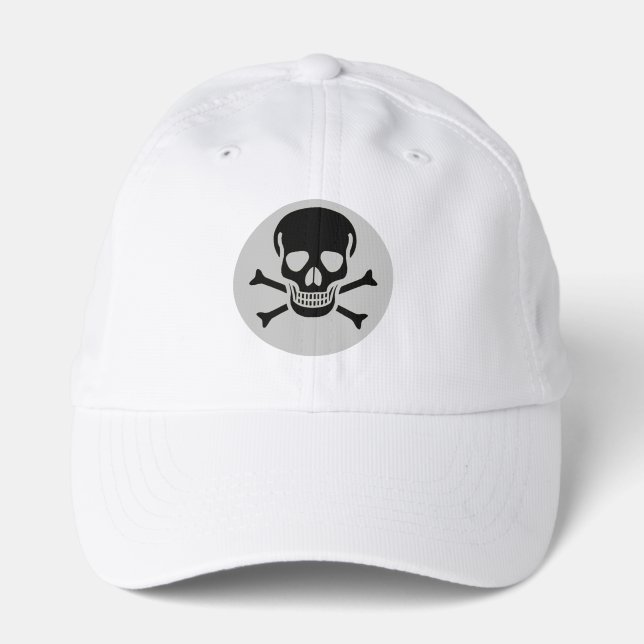 Black Skull white gray circle performance cap (Front)