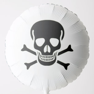 Black Skull white helium balloon