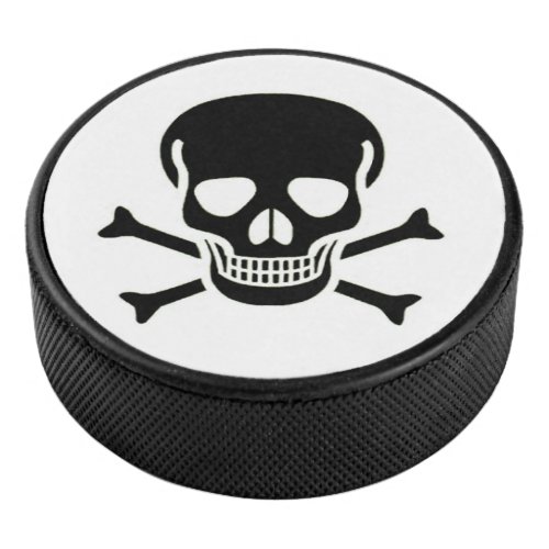 Black Skull white hockey puck