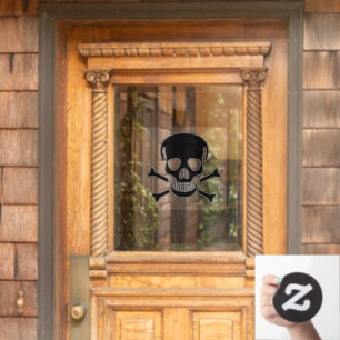 Black Skull window cling front stick
