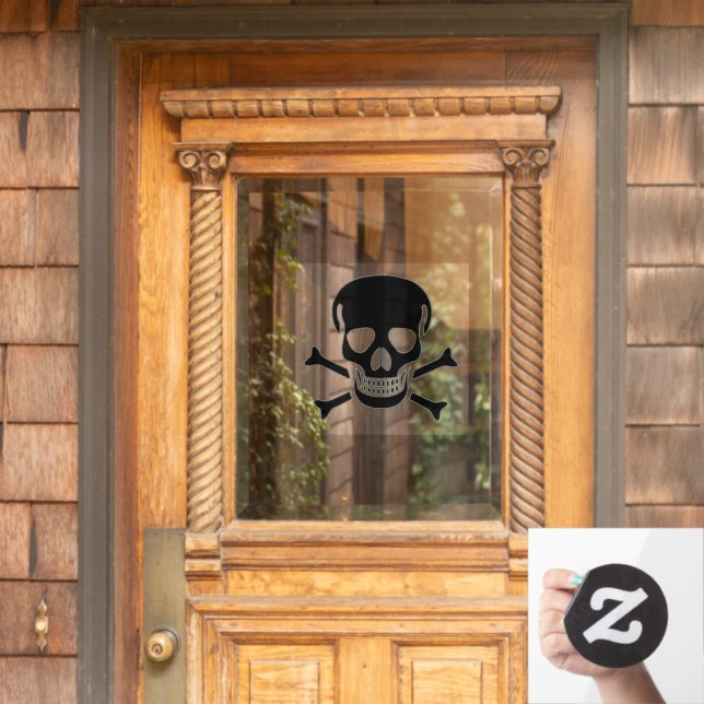 Black Skull window cling front stick (Home Door)