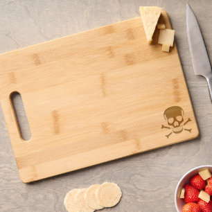 Black Skull wooden cutting board