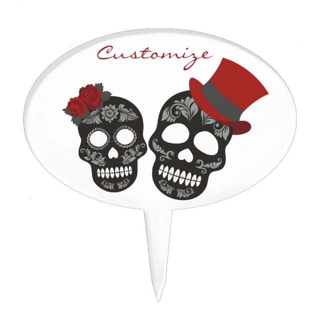 Black skulls Duo Thunder_Cove Cake Topper (Front)