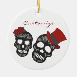 Black skulls Duo Thunder_Cove Ceramic Ornament