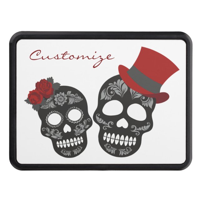 Black skulls Duo Thunder_Cove Hitch Cover (Front)