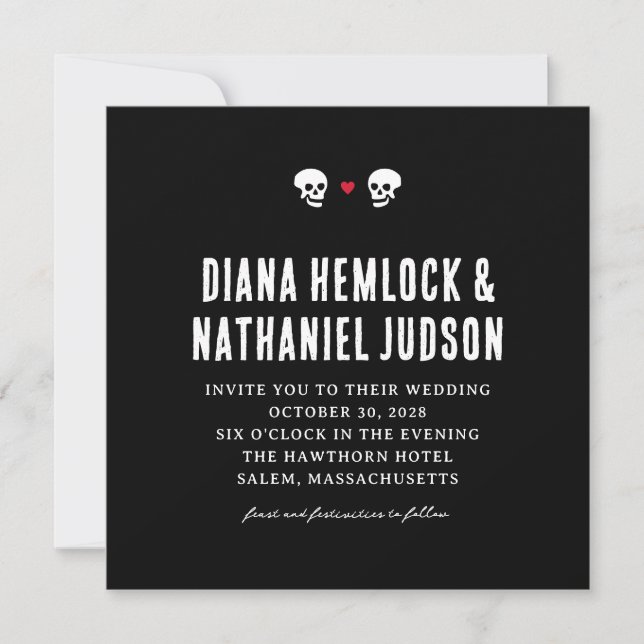 Black Skulls Goth Wedding Invitation (Front)