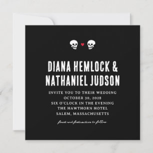 Black Skulls Goth Wedding Invitation