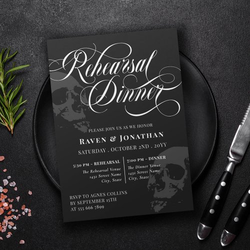 Black Skulls Goth Wedding Rehearsal Dinner