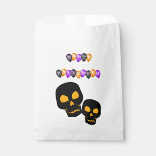 Black Skulls Happy Halloween Balloons Favor Bag
