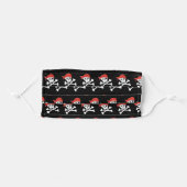 Black Skulls Pirate Adult Cloth Face Mask (Front, Folded)