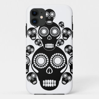 Black Skulls White iPhone 11 Case