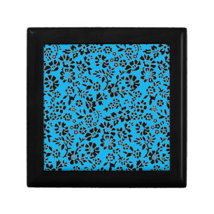 Black & Sky Blue Flowered Gift Box