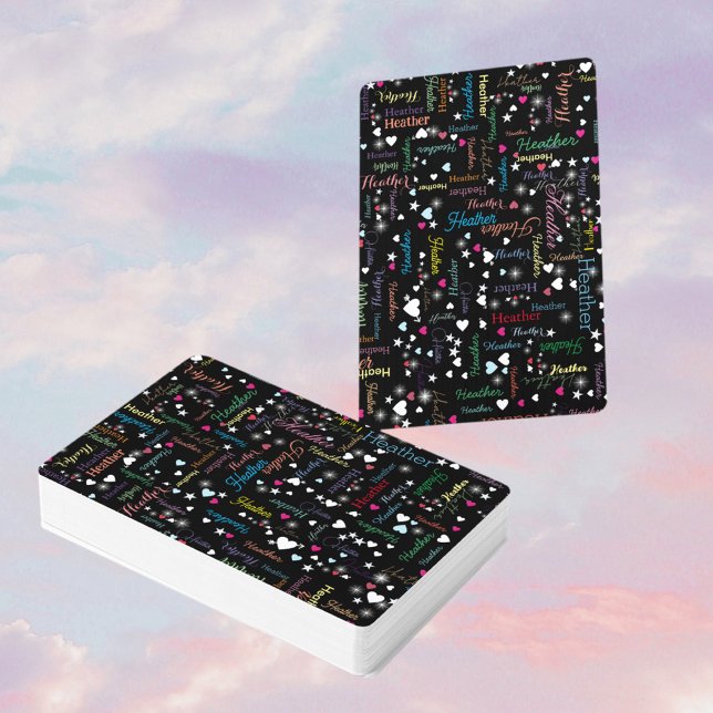 Black Sky Full of Hearts and Stars Modern Poker Cards (Creator Uploaded)