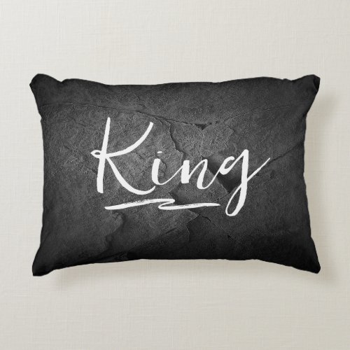 Black Slate Rock with King Text Accent Pillow